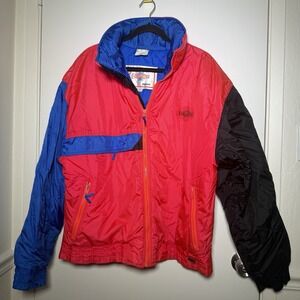 VINTAGE 80s/90s Edelweiss Skiwear Colorblock Ski Jacket Pink Blue Black Men's L